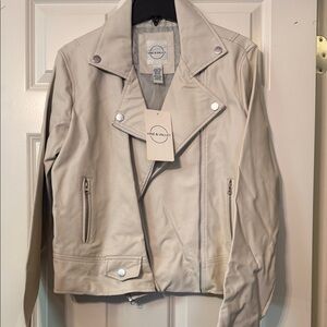 Women's Cream Leather Jacket